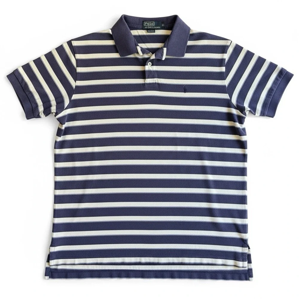 Polo Jeans Company by Ralph Lauren Mens XL  Blue And White Striped Polo‎ Shirt
